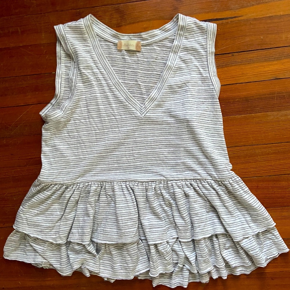 Altar’d state tiered ruffle striped tank